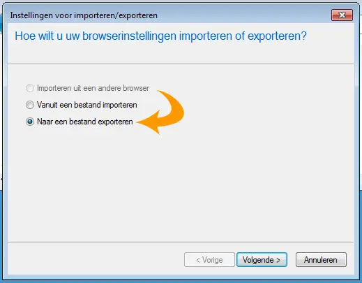 Internet Explorer favorieten exporteren - opslaan