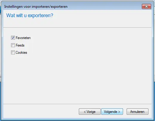 Internet Explorer favorieten exporteren - opslaan