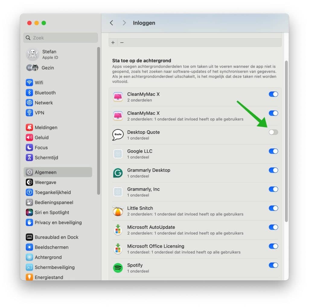 Achtergrond apps uitschakelen