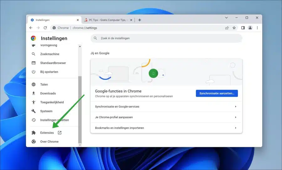 Google Chrome extensies