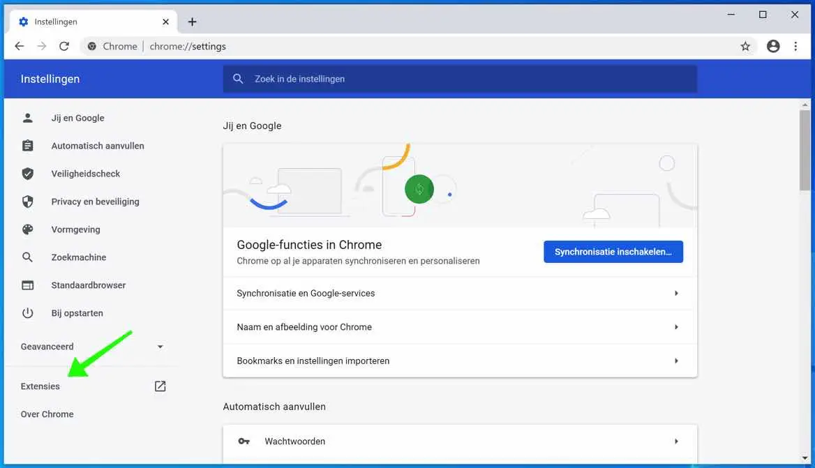 google chrome extensies