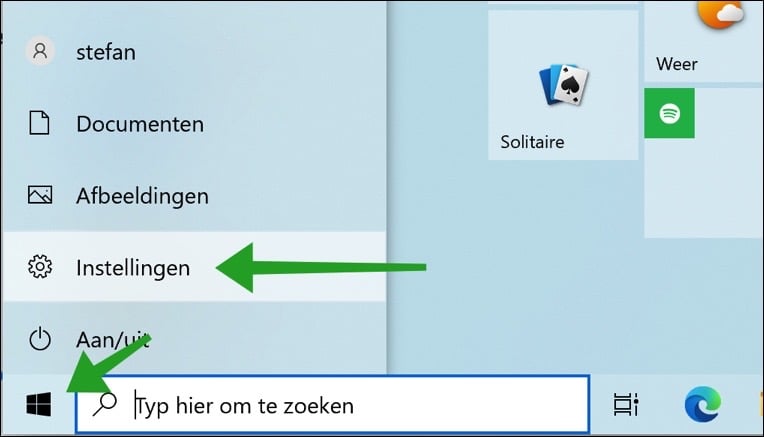 Windows 10 instellingen