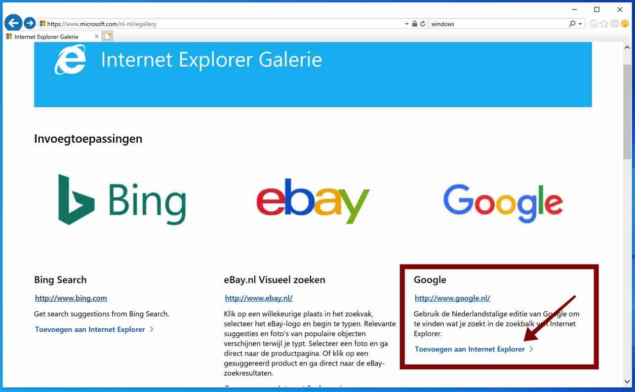 Bing verwijderen Internet Explorer