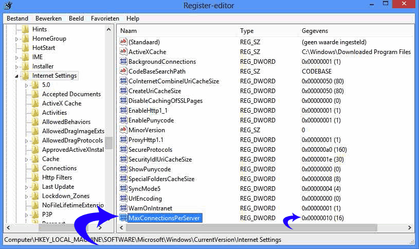 maxconnectionsperserver-waarde