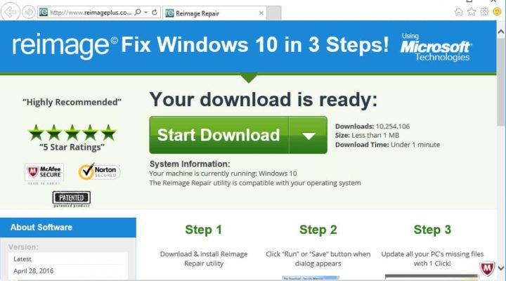 Reimage Repair pop-up verwijderen