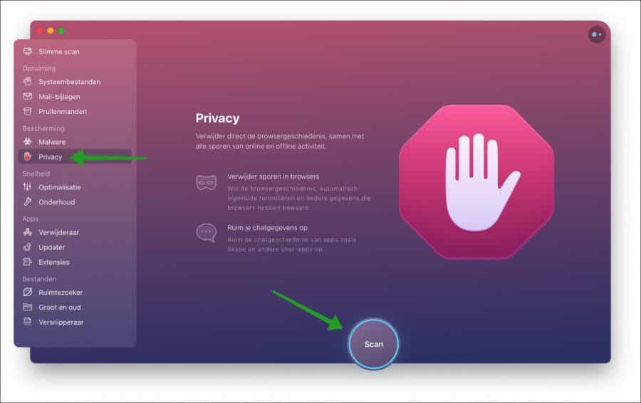 Módulo de privacidad cleanmymac