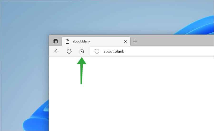 Botón de inicio en la barra de direcciones de Microsoft Edge