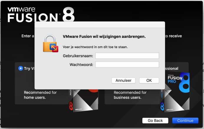VMWare Fusion installeren MacOS