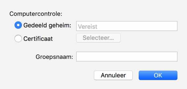 configurer VPN Macos - secret partagé et certificat