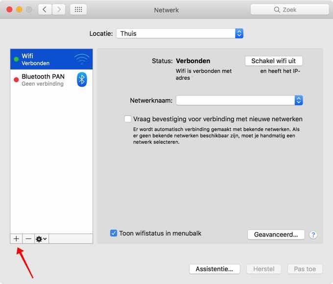 vpn instellen macos - netwerk scherm