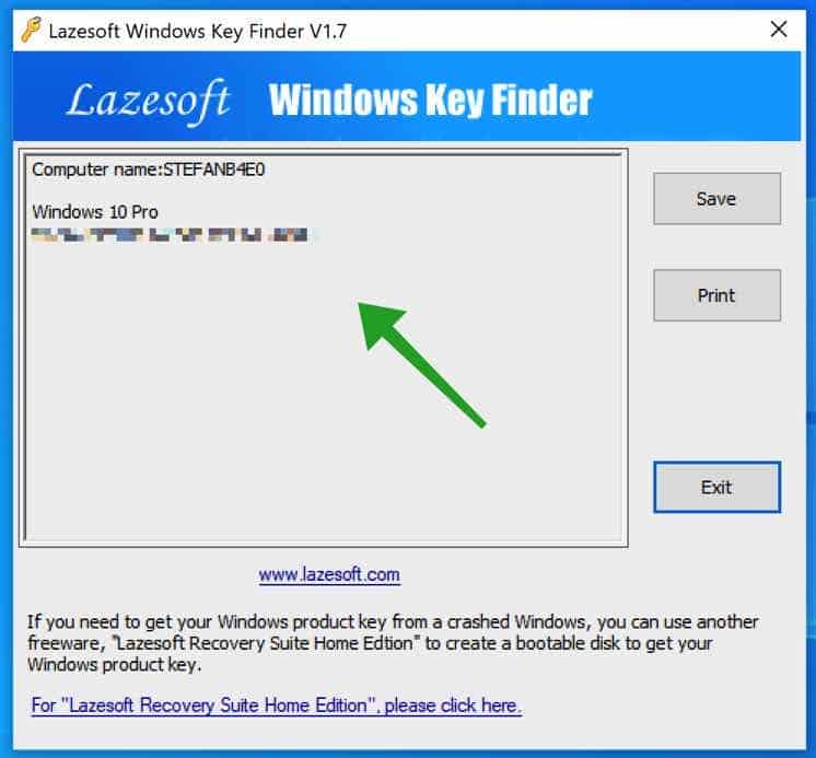Lazesoft Windows Key Finder gratis