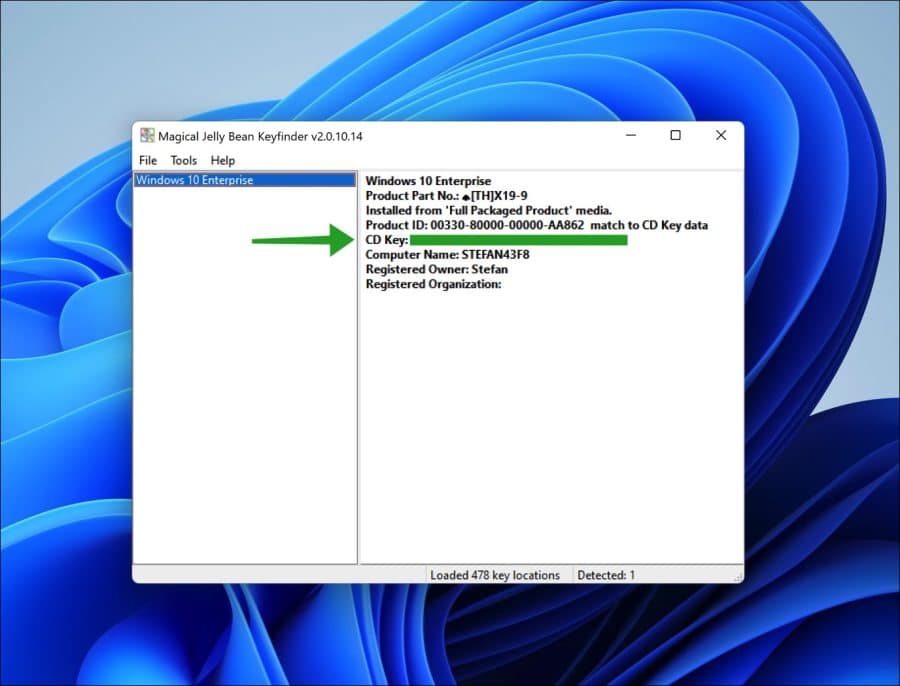 Fordern Sie den Windows-Lizenzcode mit Magical Jelly Bean Key Finder an