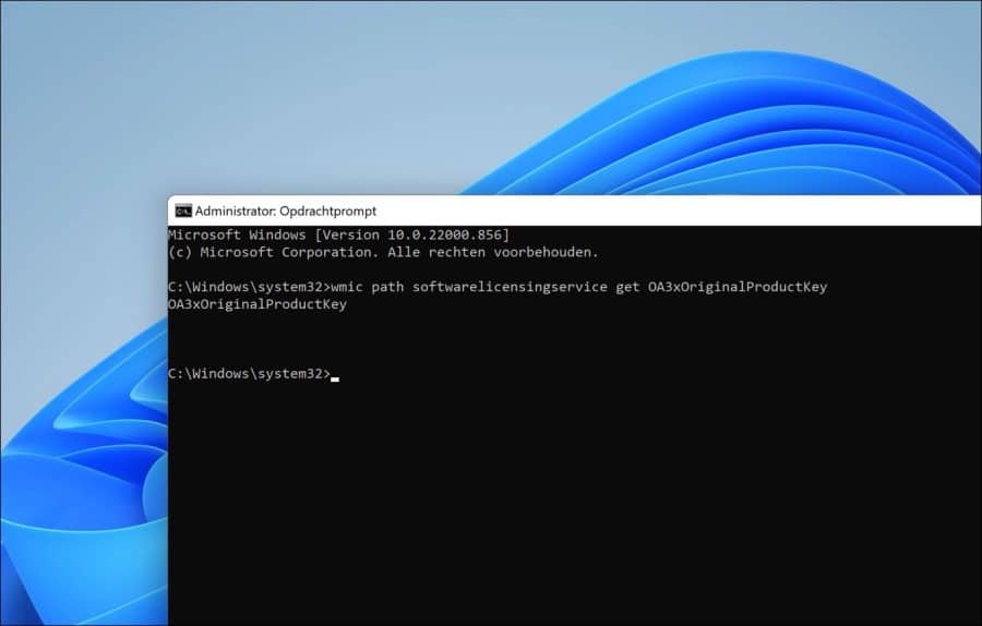 Windows licentiesleutel opzoeken via wmic