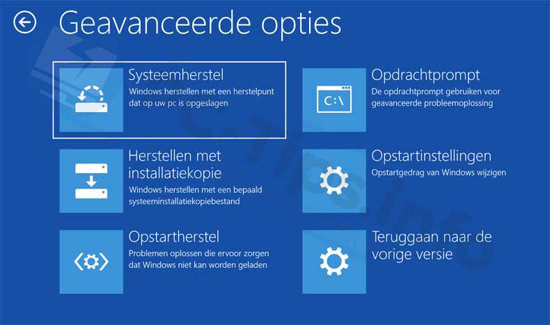 opções de inicialização avançadas de recuperação do Windows 10