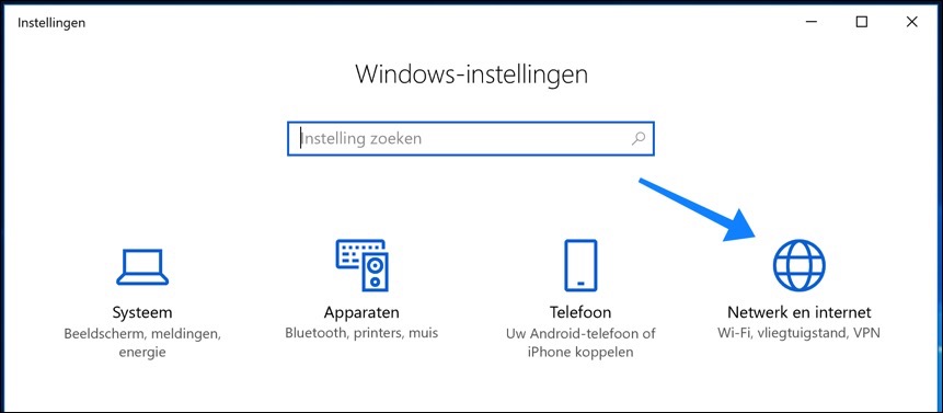 configuración de Windows 10 búsqueda de dirección IP