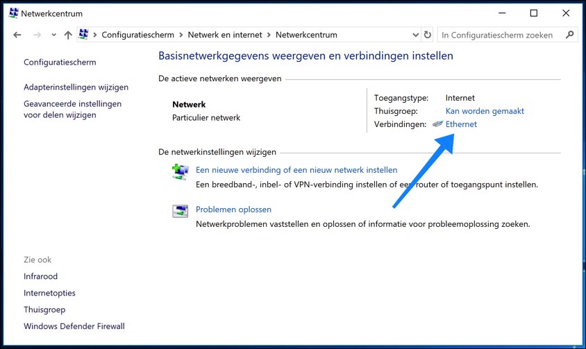 connexion Ethernet avec adresse IP Windows 10