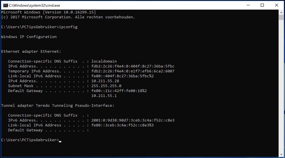 Windows 10 ipconfig