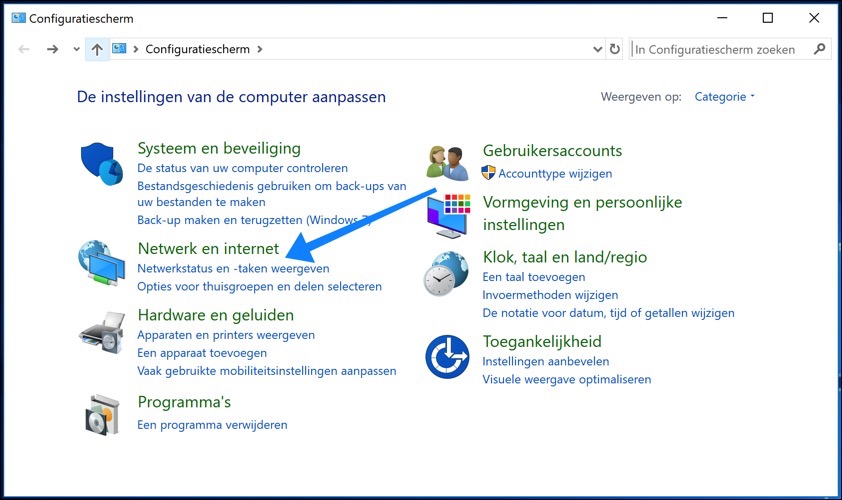 windows 10 netwerkstatus en taken weergeven