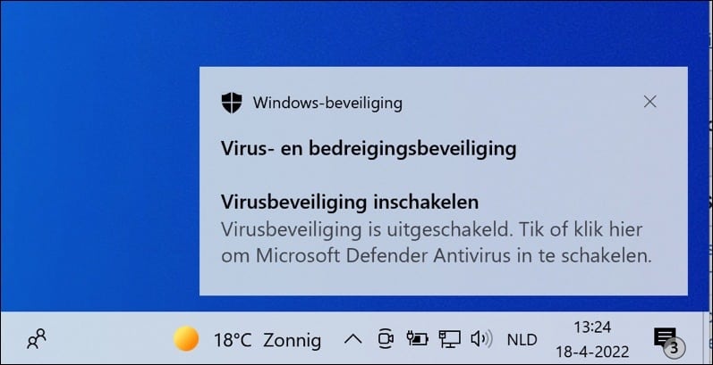 Antivirus melding in Windows 10