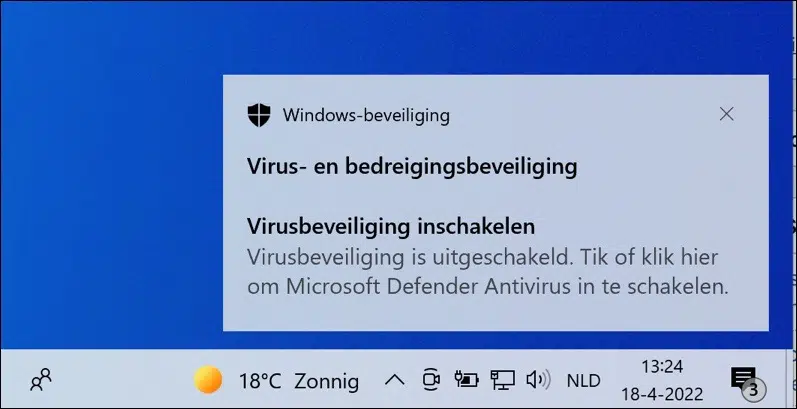 Antivirus melding in Windows 10