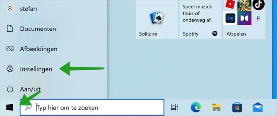 Ouvrez les paramètres dans Windows 10