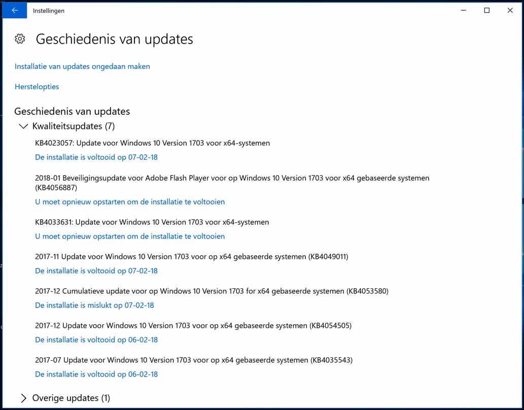 windows 10 update geschiedenis
