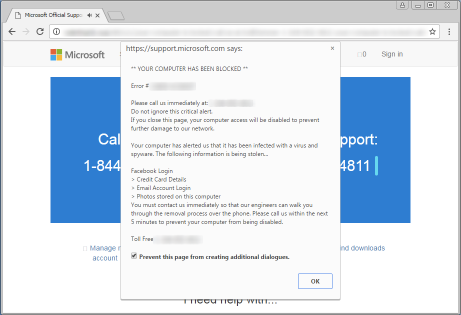 eliminar el virus de soporte de microsoft