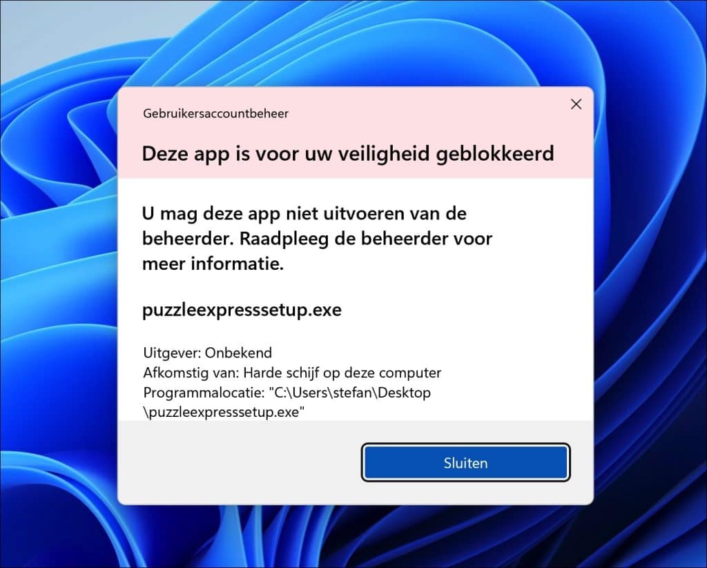 Deze app is voor uw veiligheid geblokkeerd