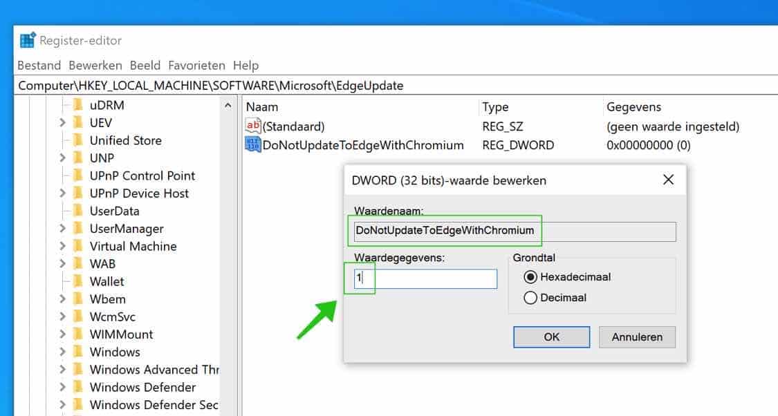 DoNotUpdateToEdgeWithChromium