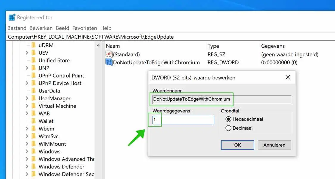 DoNotUpdateToEdgeWithChromium