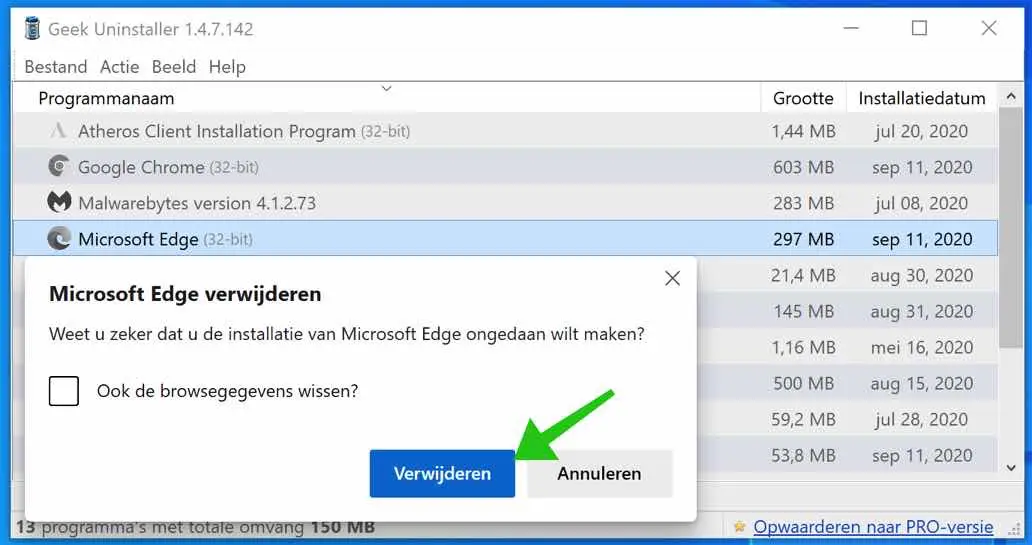 Microsoft Edge verwijderen Windows 10