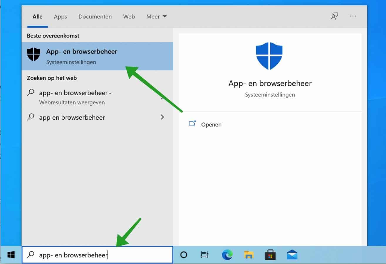 app en browserbeheer openen