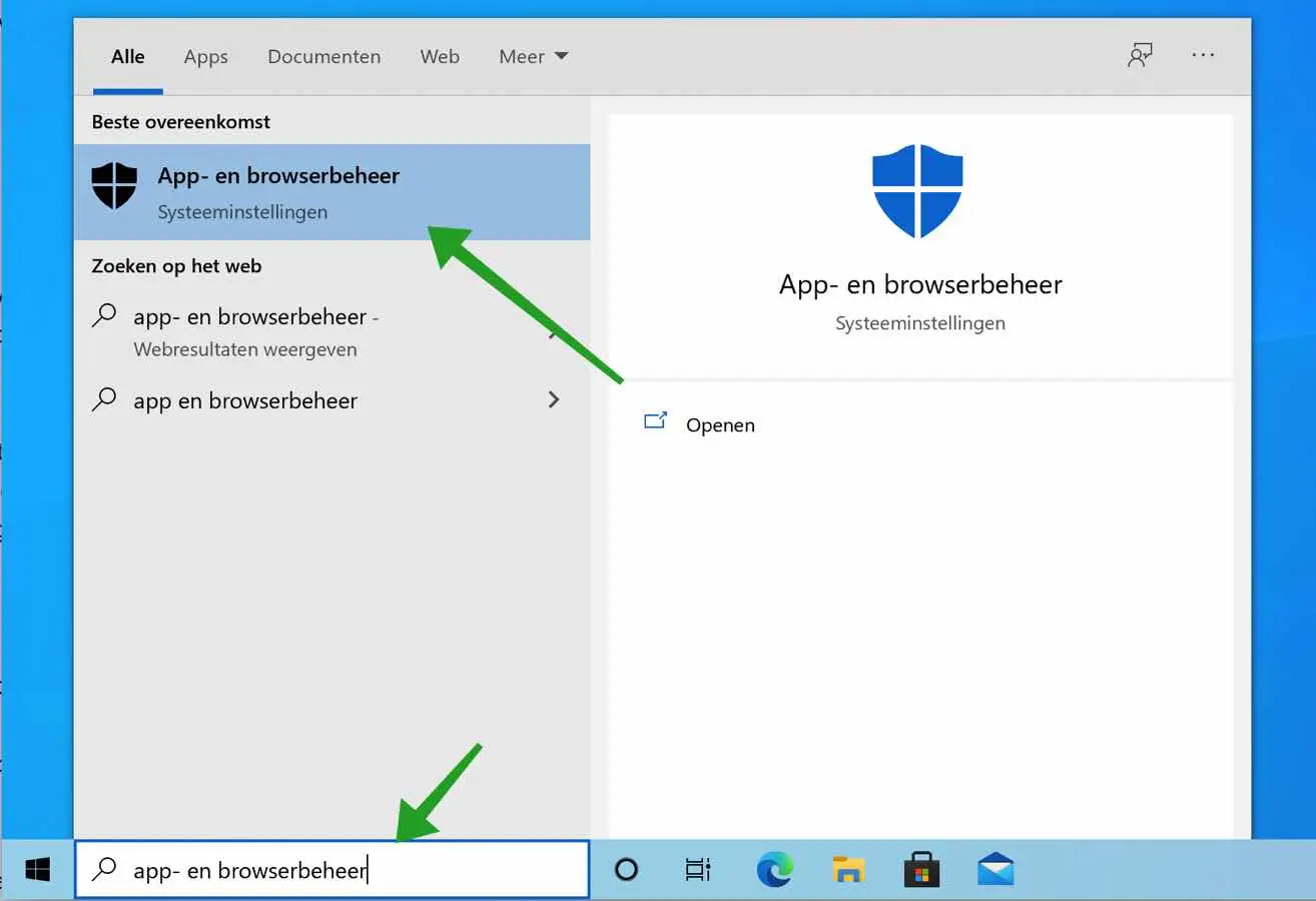 app en browserbeheer openen