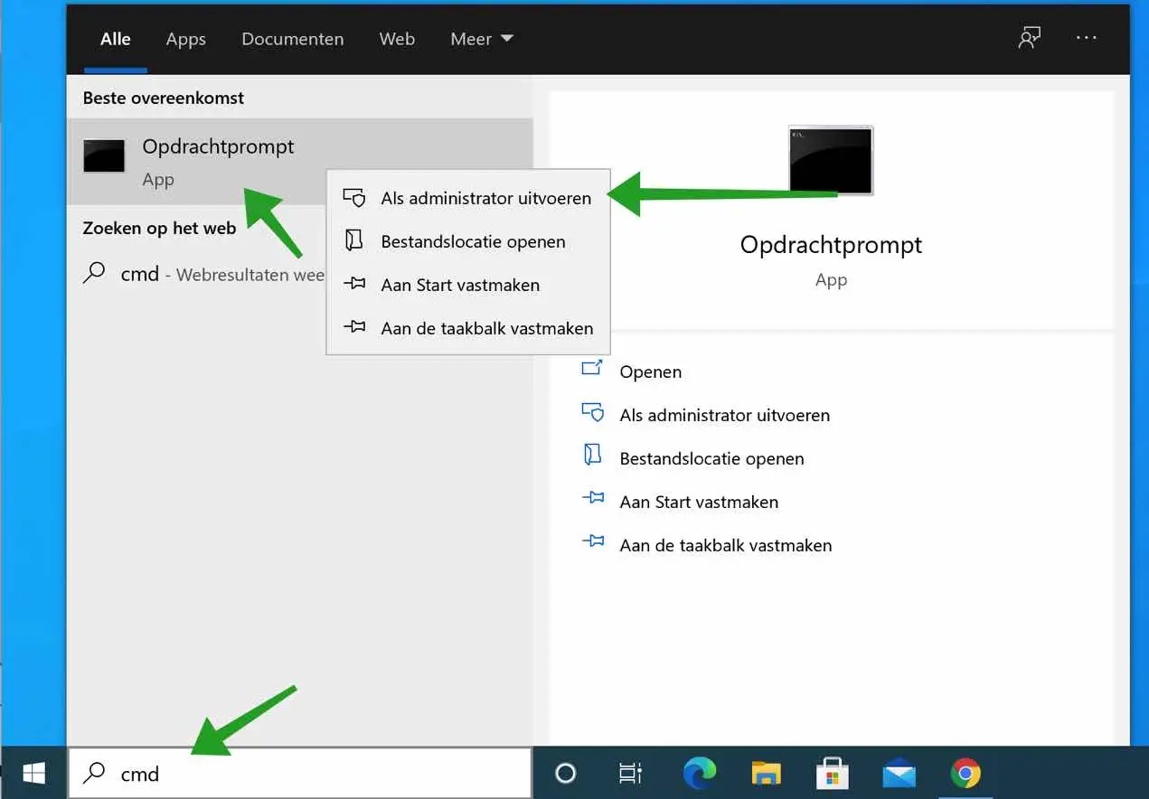 opdrachtprompt uitvoeren als administrator