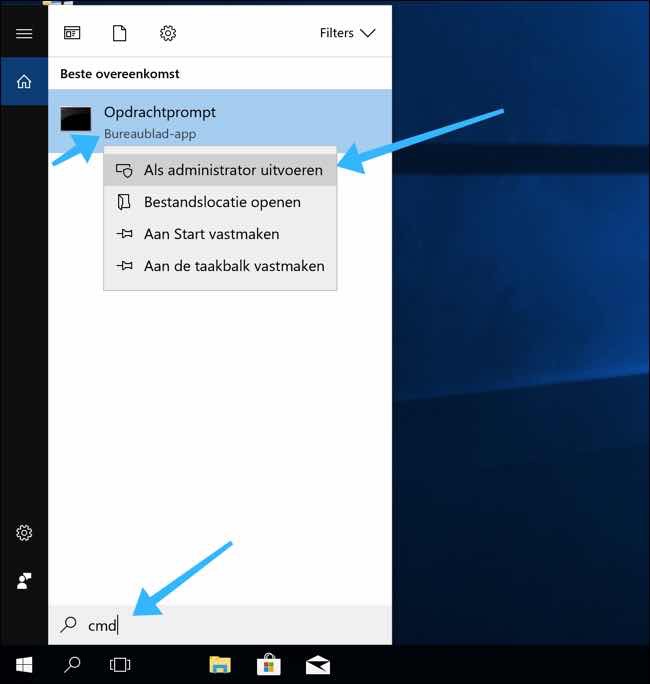start opdracht prompt cmd