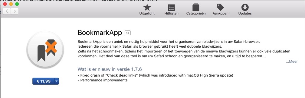 BookMarkApp supprime les signets en double signets Safari