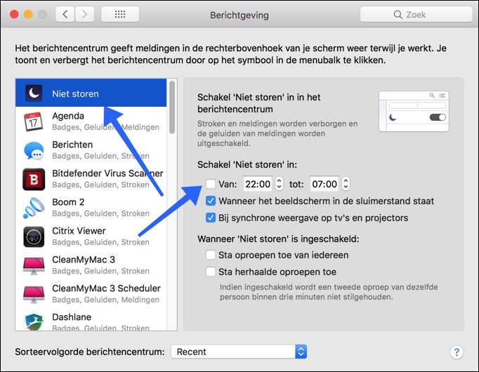 configurer les notifications mac