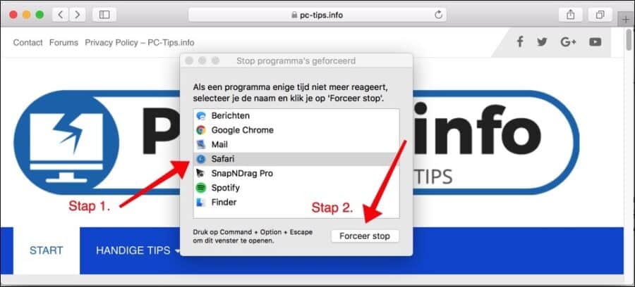 Safari reageert niet meer en bevroren, meerdere tips