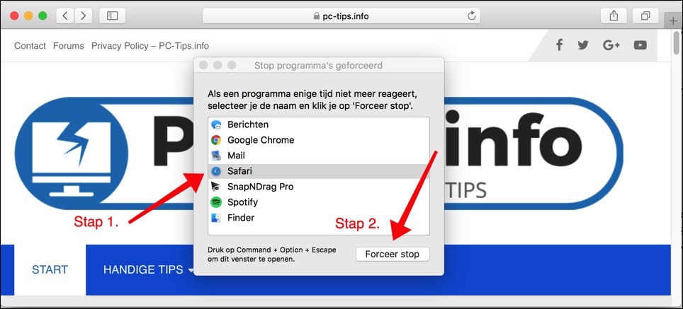 forcer à quitter Safari Mac