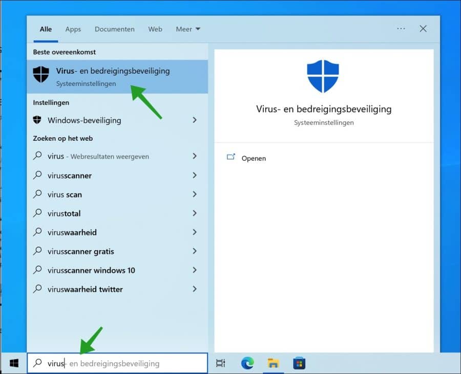 virus en bedreigingsbeveiliging openen