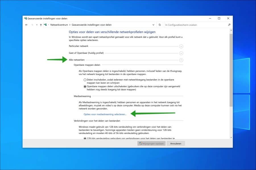 Sélectionnez les options de diffusion multimédia