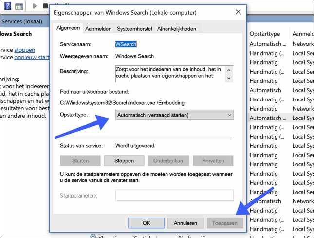 Servicio de búsqueda de Windows inicio automático de Windows 10