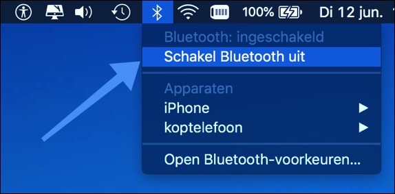 bluetooth inschakelen en uitschakelen