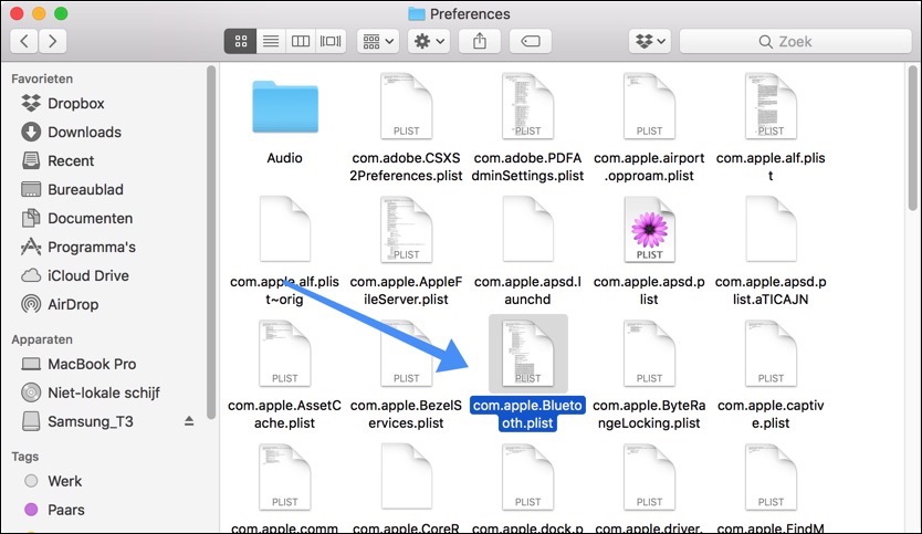 com.apple.bluetooth.plist verwijderen