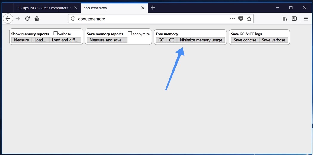 minimizar o uso de memória nas configurações do Firefox