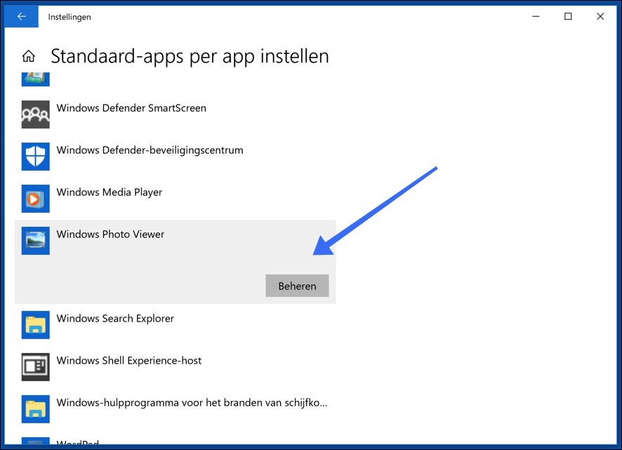 définir les applications par défaut par application Windows 10