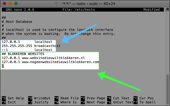 site Web bloquer le fichier d'hôtes mac