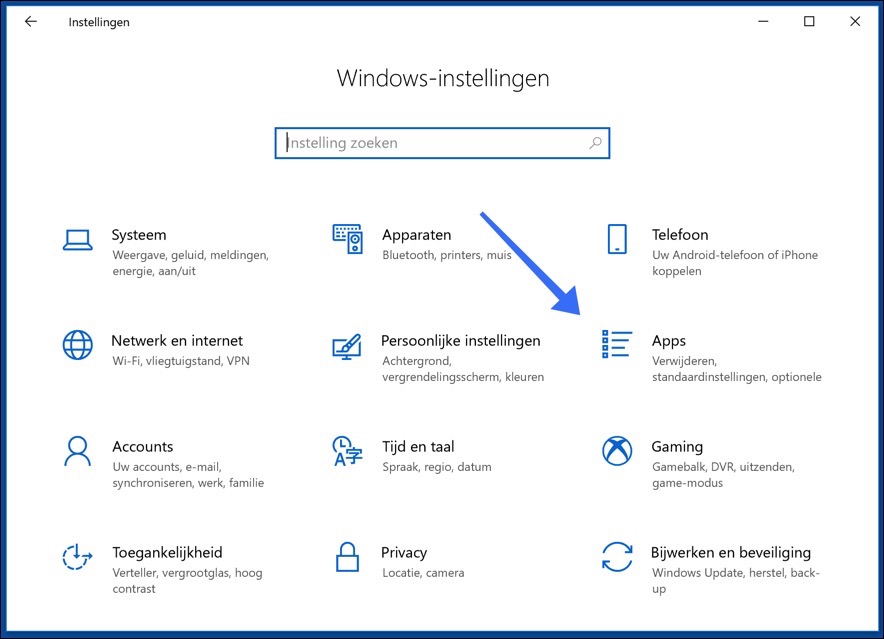 Windows 10 applications ouvertes