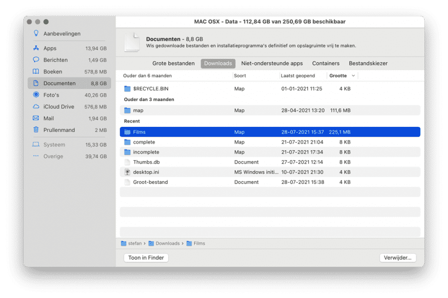 Clean up documents with Recommendations mac