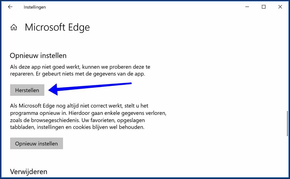 restaurer Microsoft Edge